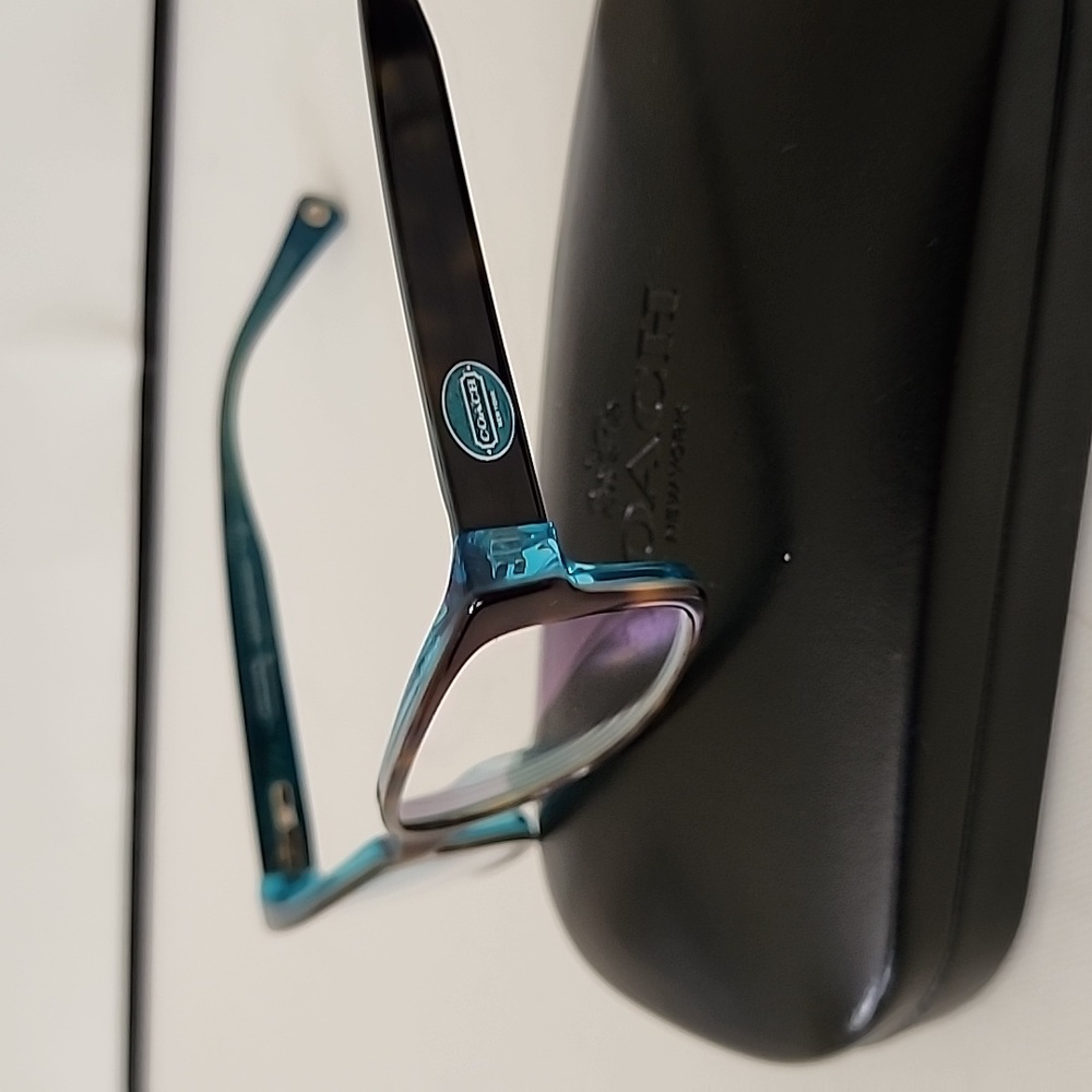 NEW Coach Tortoiseshell Teal Brooklyn Eyeglasses Antiglare Computer Lenses +1.00 - Picture 5 of 10